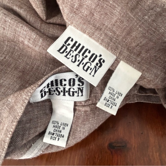 CHICO'S Linen Button TOP Shirt & PANTS Crop 3 XL 16 Beach Lagenlook Set Outfit - Picture 16 of 16